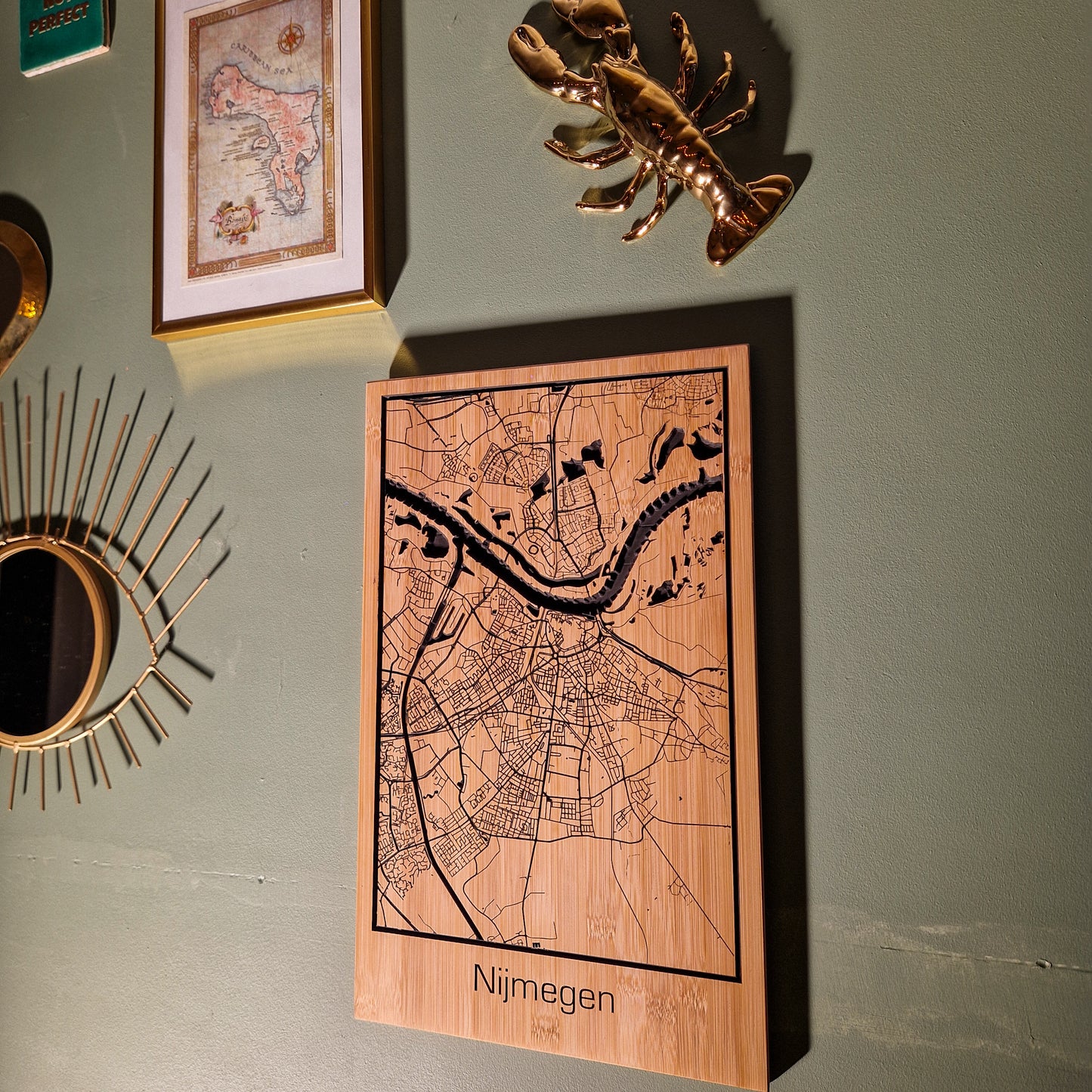 Houten landkaart